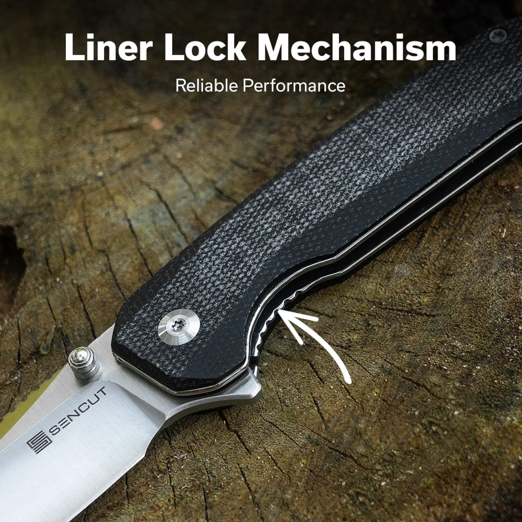 Складной нож, sencut, vornix s25038-2, клинок 9cr18mov 3.65 дюйма, рукоять canvas micarta черная, liner lock 10