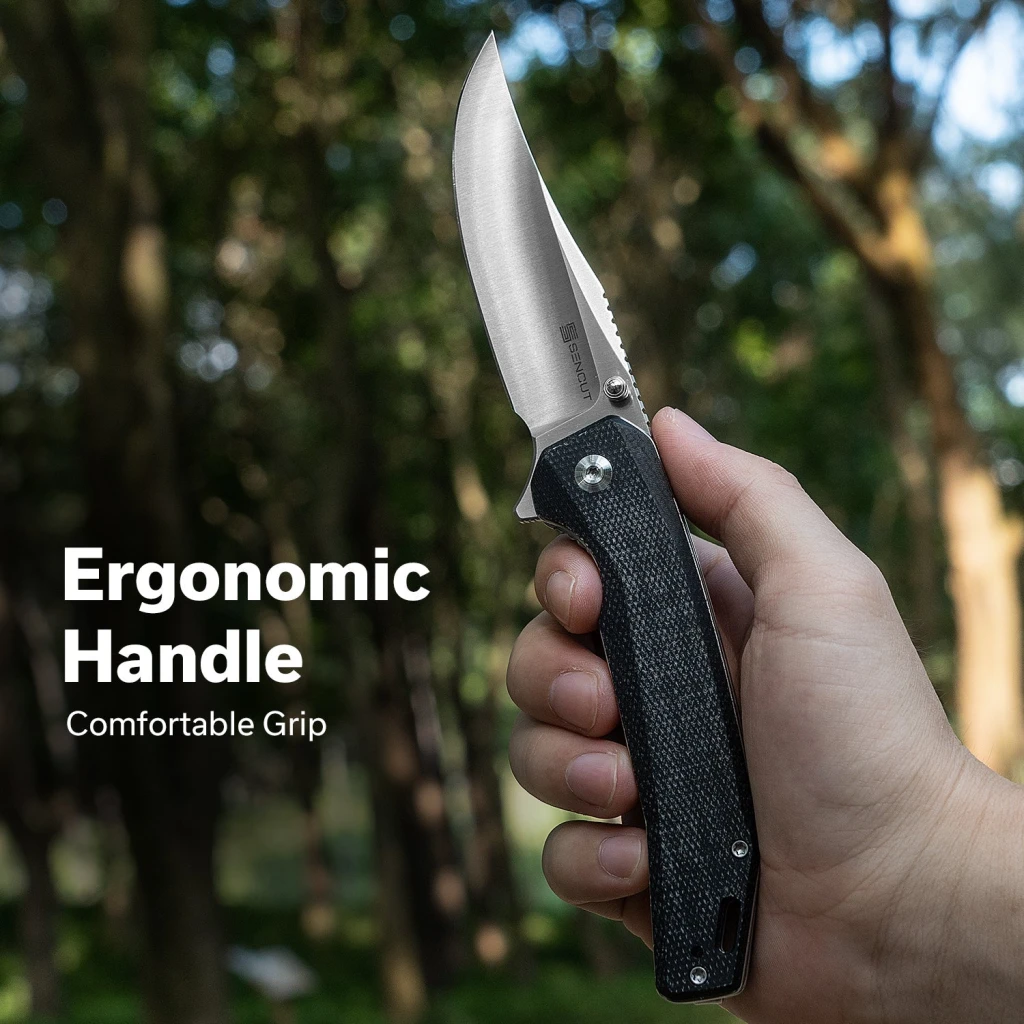 Складной нож, sencut, vornix s25038-2, клинок 9cr18mov 3.65 дюйма, рукоять canvas micarta черная, liner lock 9