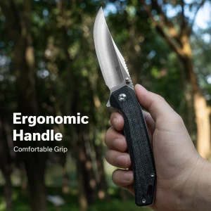 Складной нож, sencut, vornix s25038-2, клинок 9cr18mov 3.65 дюйма, рукоять canvas micarta черная, liner lock Thumbnail 9