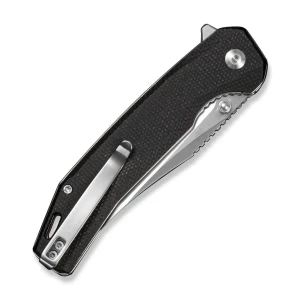 Складной нож, sencut, vornix s25038-2, клинок 9cr18mov 3.65 дюйма, рукоять canvas micarta черная, liner lock Thumbnail 5