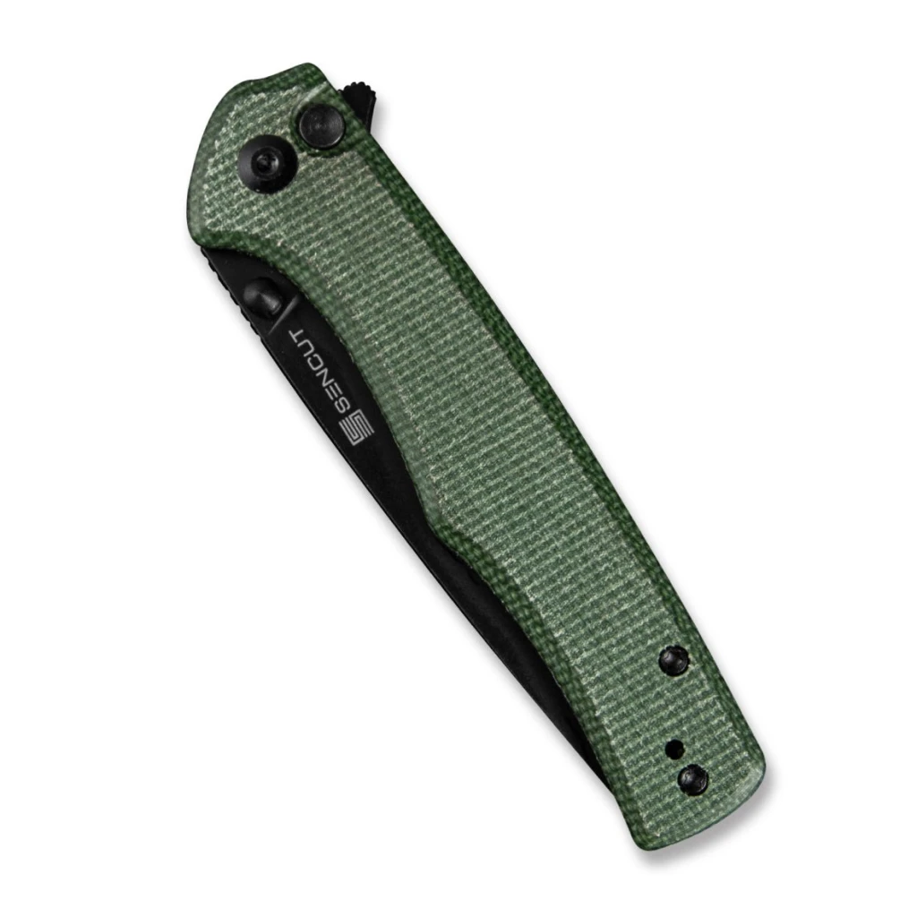 Cuțit pliabil, sencut, crowley s21012-3, lamă d2 3.48 inch, mâner micarta verde, button lock 5