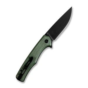 Cuțit pliabil, sencut, crowley s21012-3, lamă d2 3.48 inch, mâner micarta verde, button lock Thumbnail 2