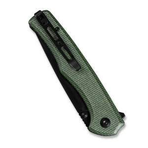 Cuțit pliabil, sencut, crowley s21012-3, lamă d2 3.48 inch, mâner micarta verde, button lock Thumbnail 6