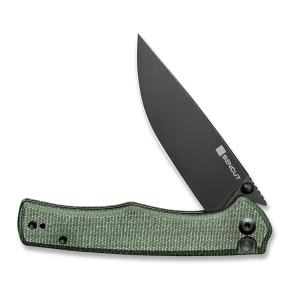 Cuțit pliabil, sencut, crowley s21012-3, lamă d2 3.48 inch, mâner micarta verde, button lock Thumbnail 4