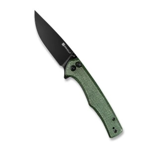 Cuțit pliabil, sencut, crowley s21012-3, lamă d2 3.48 inch, mâner micarta verde, button lock Thumbnail 3