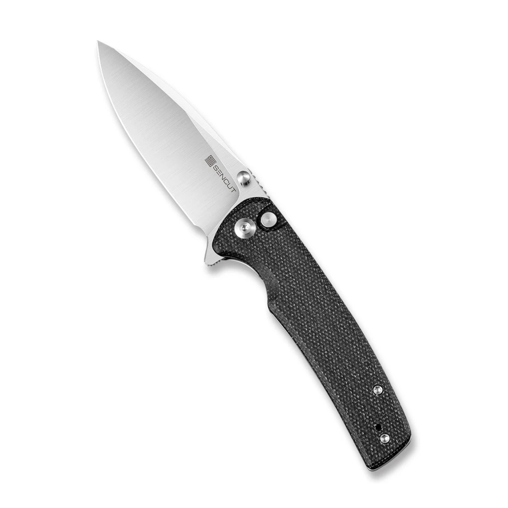 Складной нож, sencut, sachse s21007-1, сталь 9cr18mov 3.47 дюйма, рукоять микарта черная, button lock, керамические подшипники 3