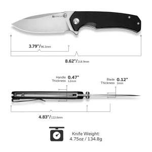 Складной нож, sencut, skarnax s24025-1, сталь 9cr18mov 3.79 дюйма, рукоять g10, лайнер-лок Thumbnail 7