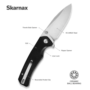 Складной нож, sencut, skarnax s24025-1, сталь 9cr18mov 3.79 дюйма, рукоять g10, лайнер-лок Thumbnail 8