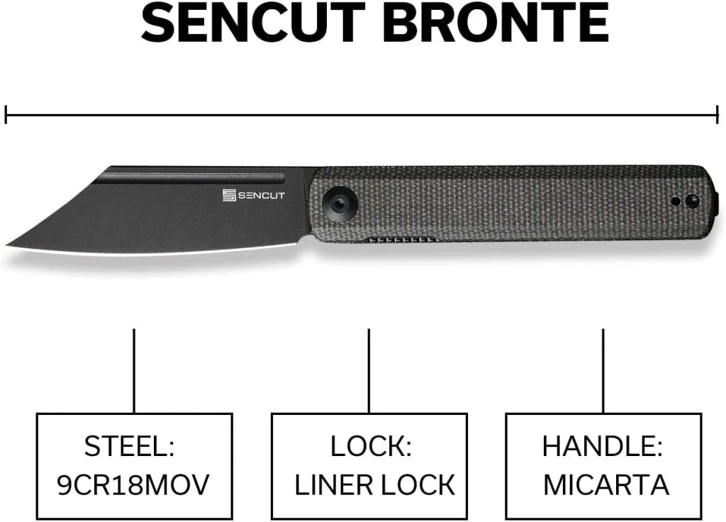 Cuțit front flipper, sencut, bronte sa08f, lamă 9cr18mov 85.8mm, mâner canvas micarta, liner lock 2