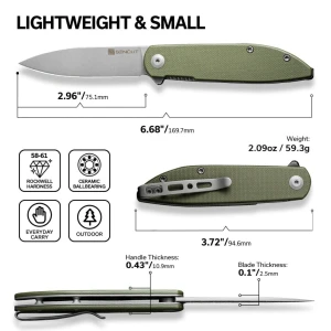 Флиппер-нож, sencut, bocll ii s22019-4, сталь d2 2.96 дюйма, рукоять g10, liner lock Thumbnail 5