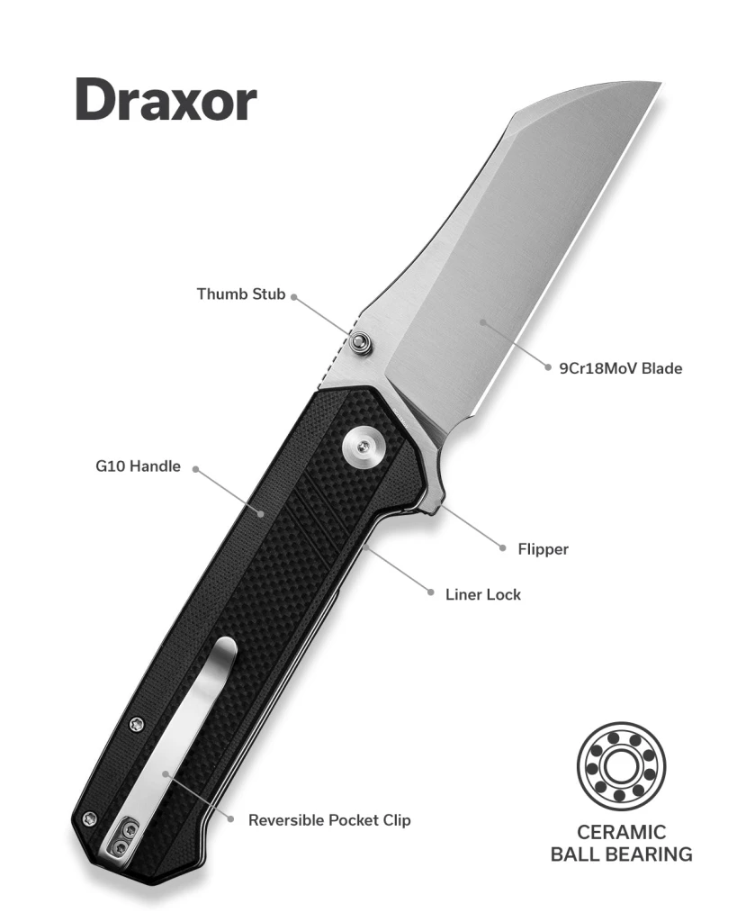 Складной нож, sencut, draxor s24035-1, сталь 9cr18mov 3.7 дюйма, рукоять g10, liner lock 11