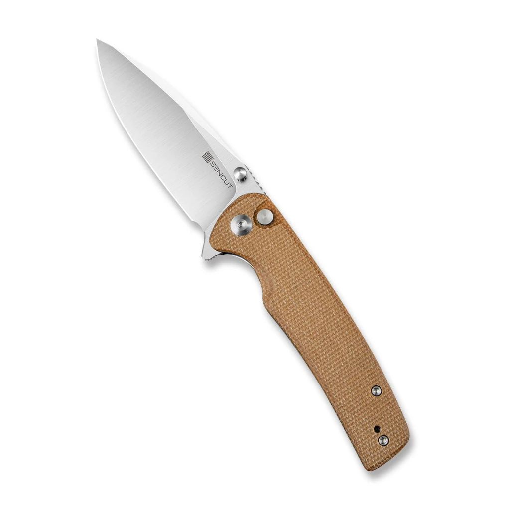 Складной нож, sencut, sachse s21007-3, сталь 9cr18mov 88.2мм, рукоять микарта коричневая, замок button lock 3