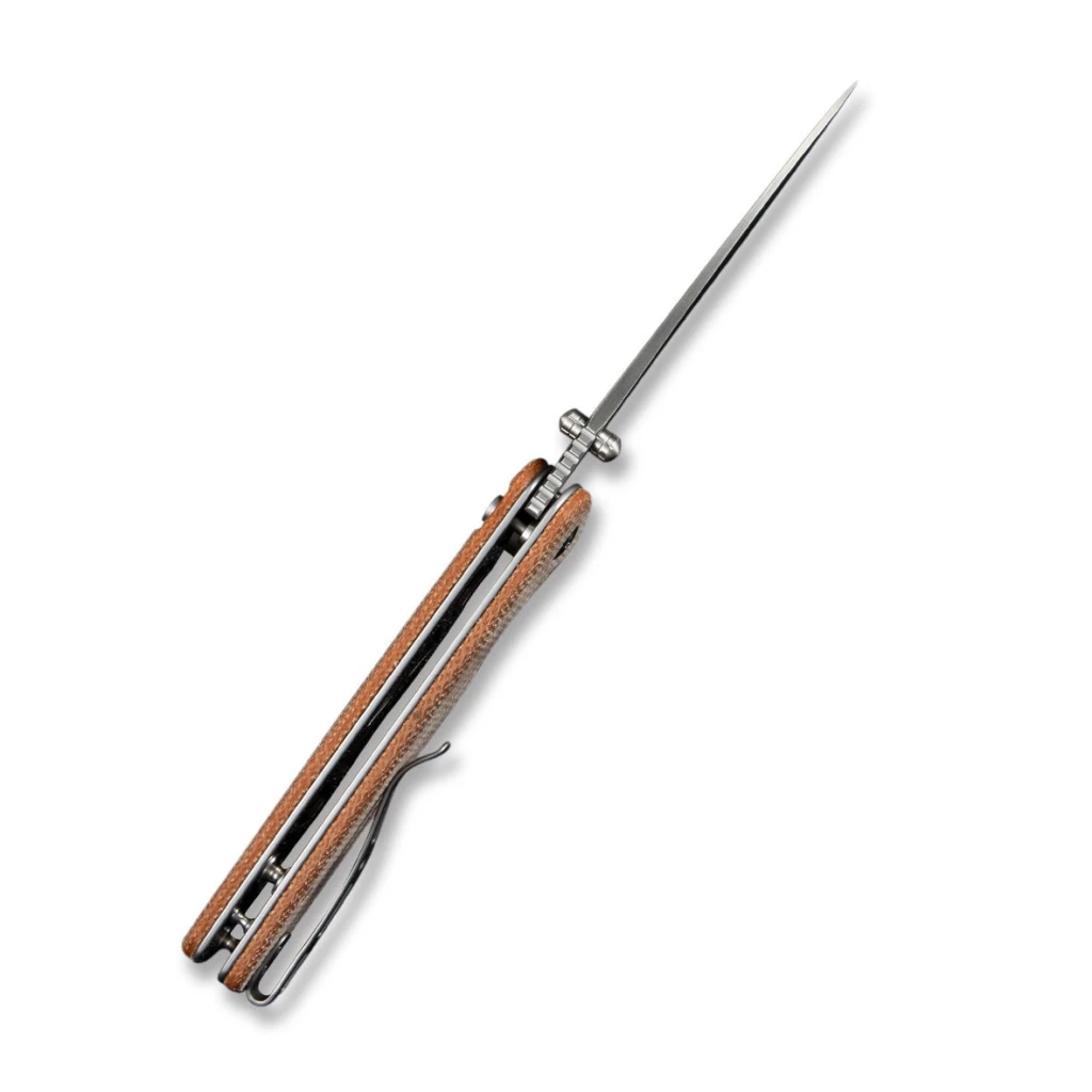 Складной нож, sencut, sachse s21007-3, сталь 9cr18mov 88.2мм, рукоять микарта коричневая, замок button lock 7