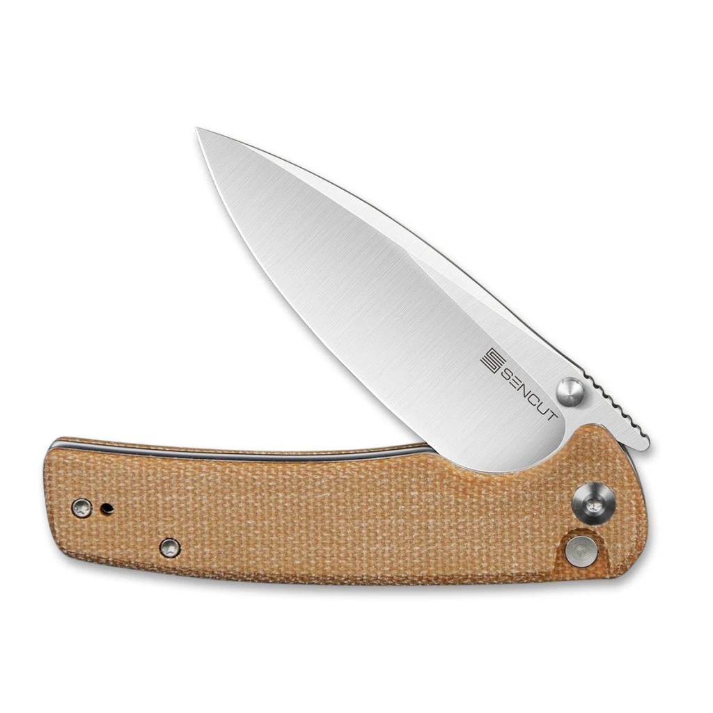 Складной нож, sencut, sachse s21007-3, сталь 9cr18mov 88.2мм, рукоять микарта коричневая, замок button lock 4
