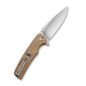 Складной нож, sencut, sachse s21007-3, сталь 9cr18mov 88.2мм, рукоять микарта коричневая, замок button lock Thumbnail 2