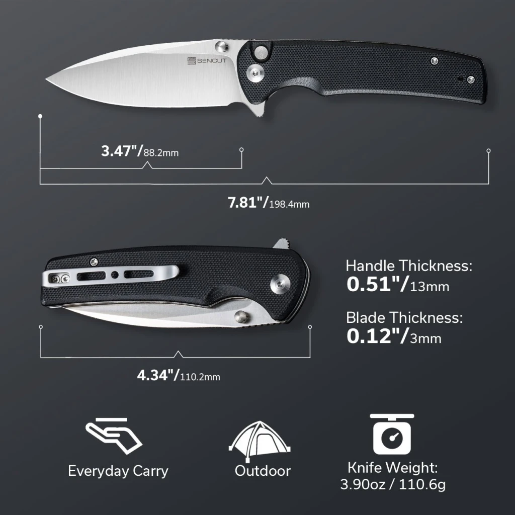 Складной нож, sencut, sachse s21007-5, сталь 9cr18mov 88.2мм, рукоять g10, button lock 6