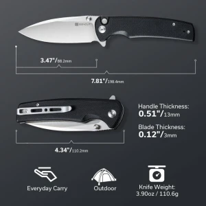 Складной нож, sencut, sachse s21007-5, сталь 9cr18mov 88.2мм, рукоять g10, button lock Thumbnail 6