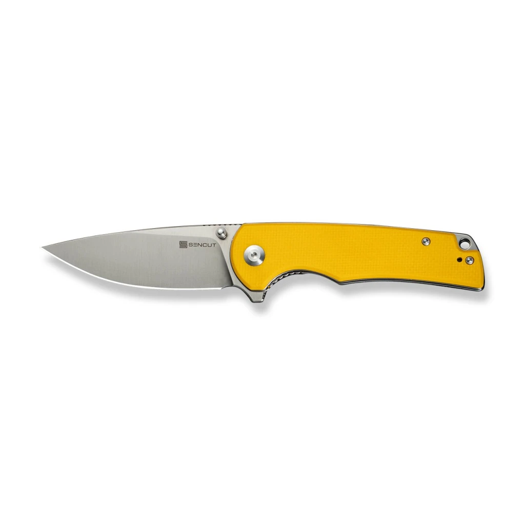Cuțit pliabil, sencut, praktisk s24019-2, lamă 9cr18mov 91.3mm, mâner g10 galben, liner lock 14