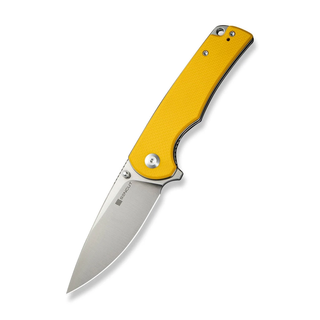 Cuțit pliabil, sencut, praktisk s24019-2, lamă 9cr18mov 91.3mm, mâner g10 galben, liner lock 13