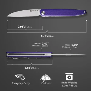 Cuțit pliabil, sencut, jubil s20029-1, lamă d2 2.95 inch, mâner g10 mov, liner lock Thumbnail 6