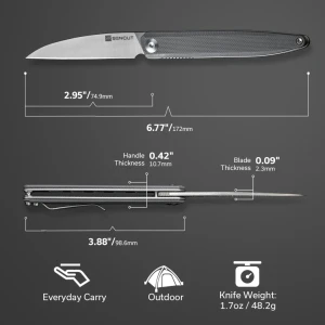 Cuțit pliabil, sencut, jubil s20029-3, lamă d2 74.9mm, mâner g10 gri, liner lock Thumbnail 6