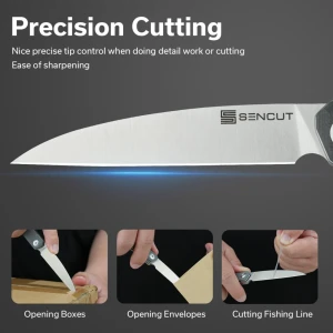Cuțit pliabil, sencut, jubil s20029-3, lamă d2 74.9mm, mâner g10 gri, liner lock Thumbnail 11