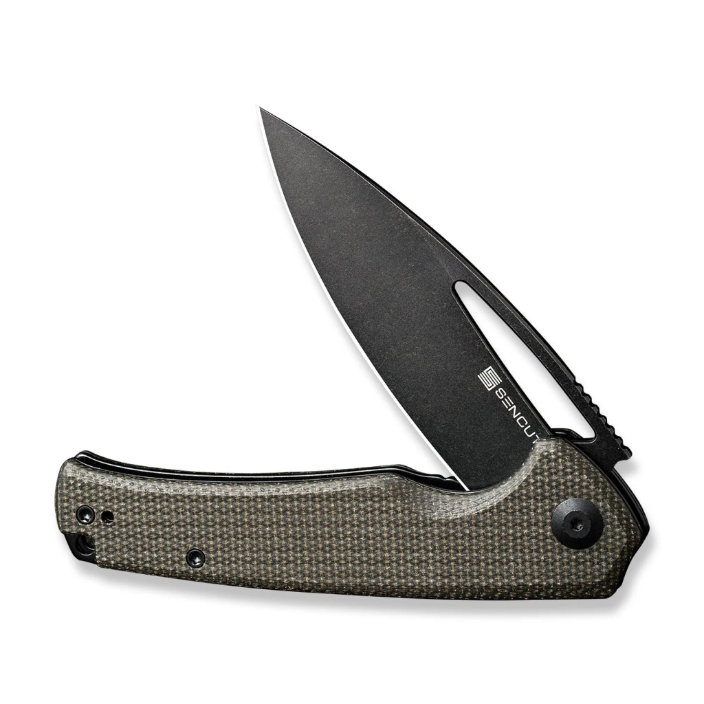 Cuțit flipper, sencut, mims s21013-3, lamă 9cr18mov 3.48 inch, mâner canvas micarta, liner lock 4