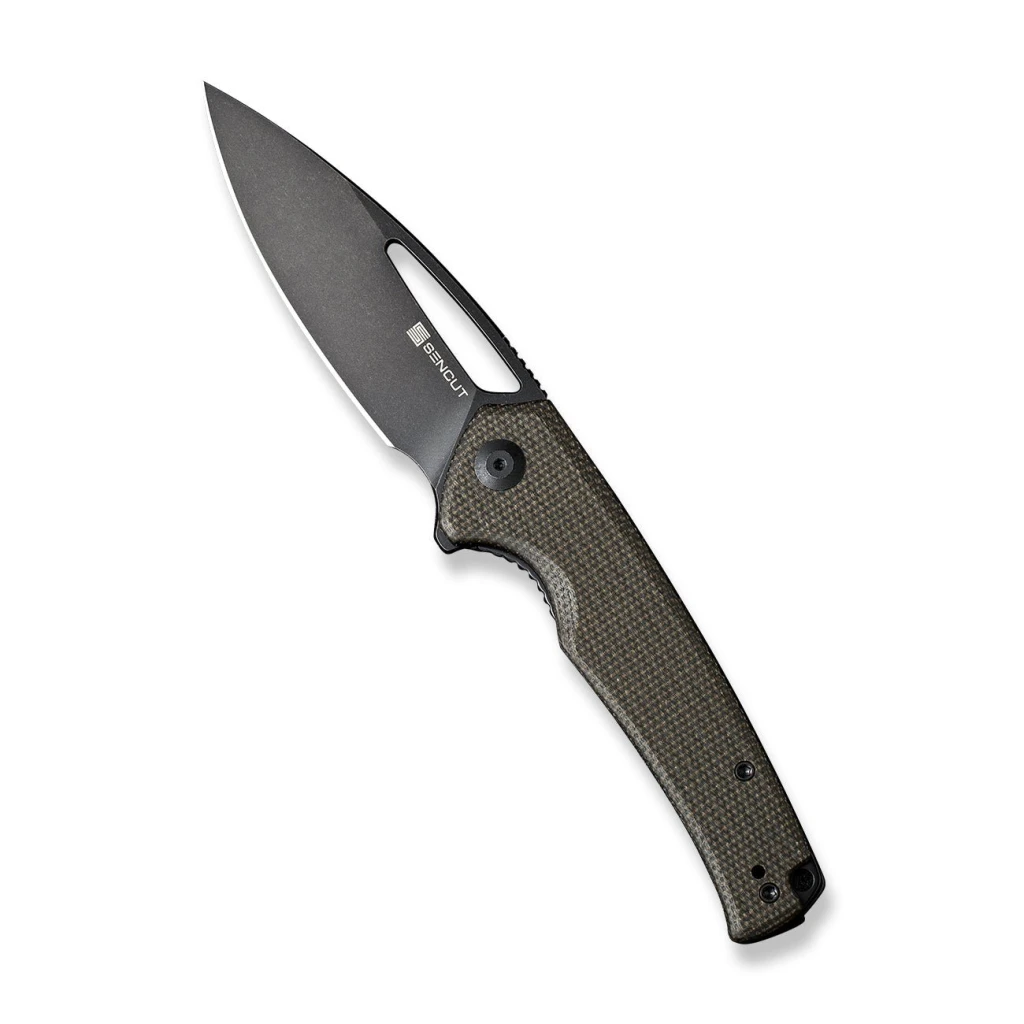 Cuțit flipper, sencut, mims s21013-3, lamă 9cr18mov 3.48 inch, mâner canvas micarta, liner lock 3