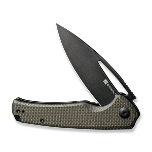 Cuțit flipper, sencut, mims s21013-3, lamă 9cr18mov 3.48 inch, mâner canvas micarta, liner lock Thumbnail 4