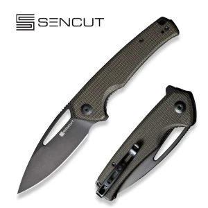 Флиппер-нож, sencut, mims s21013-3, сталь 9cr18mov 3.48 дюйма, рукоять canvas micarta, liner lock
