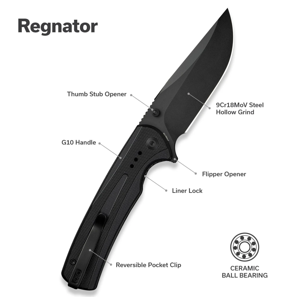 Складной нож, sencut, regnator s24057-1, сталь 9cr18mov 88.5мм, рукоять g10, лайнер-лок 12