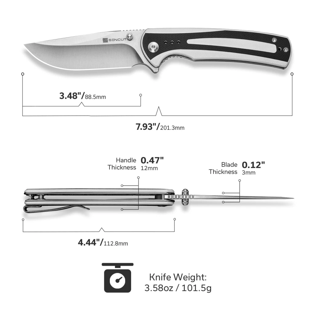 Cuțit pliabil, sencut, regnator s24057-3, lamă 9cr18mov 88.5mm, mâner g10, liner lock 11
