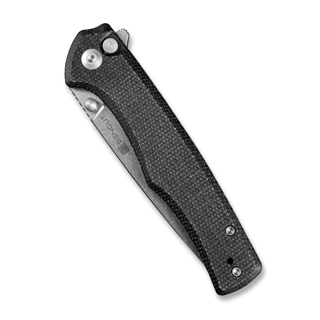 Cuțit pliabil, sencut, crowley s21012-2, lamă d2 3.48 inch, mâner micarta, blocare button lock 5