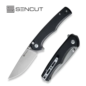 Складной нож, sencut, crowley s21012-4, сталь d2 3.48 дюйма, рукоять g10, кнопочный замок