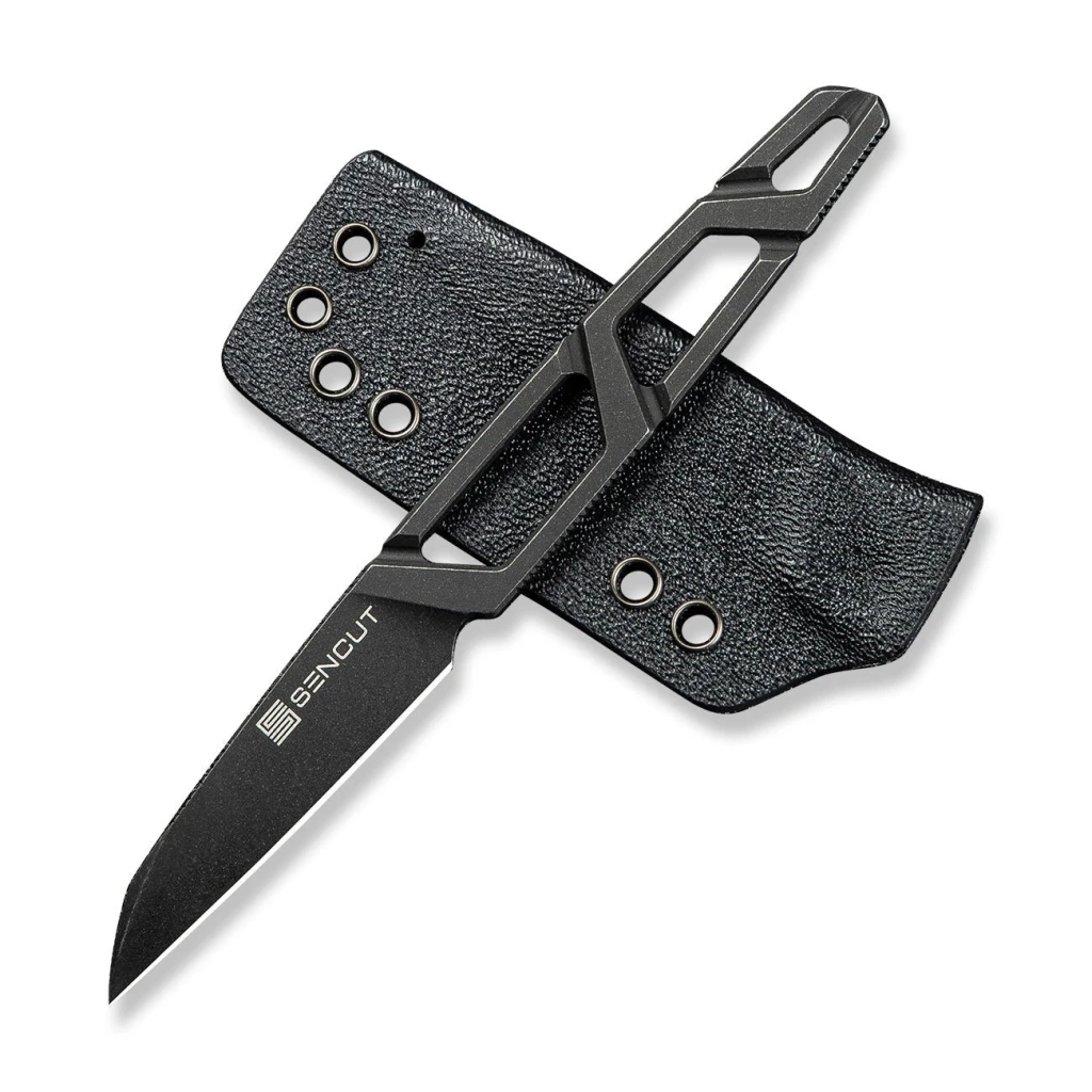 Cuțit cu lamă fixă, sencut, texo s23095-1, oțel 9cr18mov, reverse tanto, teacă kydex 3