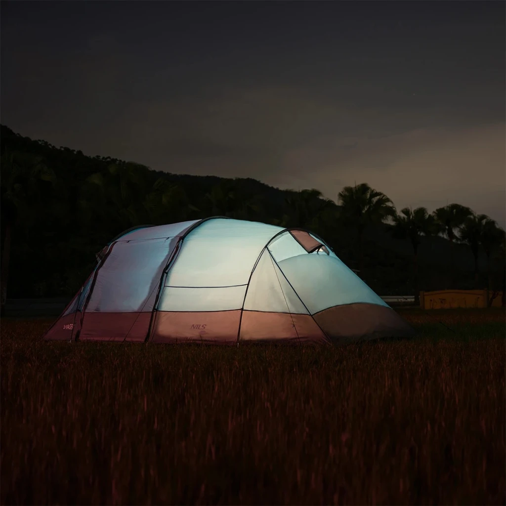 Палатка, nils camp, nc3027 | вес: 5.3 kg, каркас: fiber glass 2x o 8,5mm /1x o 7,9mm, материал: double-layered 3
