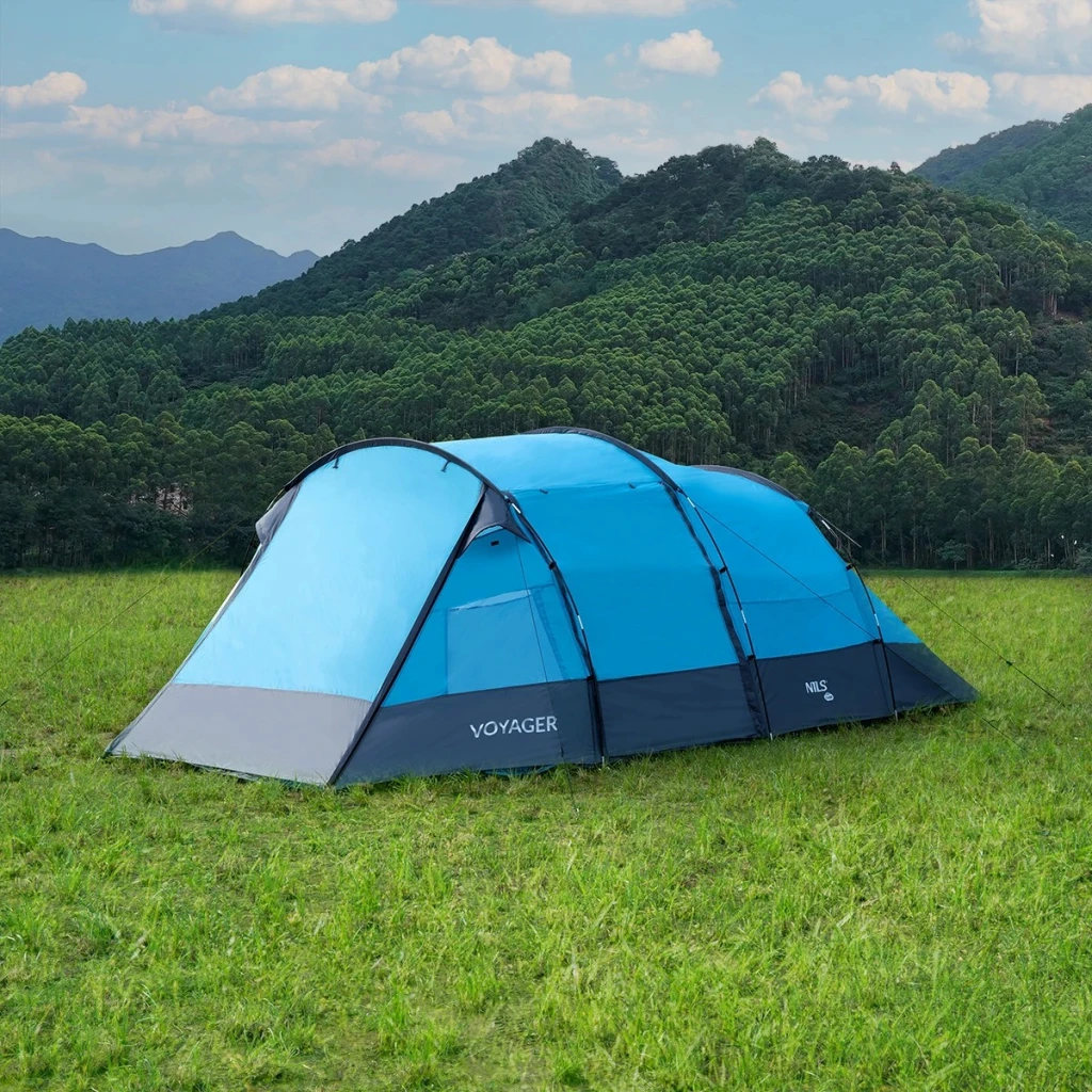 Палатка, nils camp, nc3027 | вес: 5.3 kg, каркас: fiber glass 2x o 8,5mm /1x o 7,9mm, материал: double-layered 7