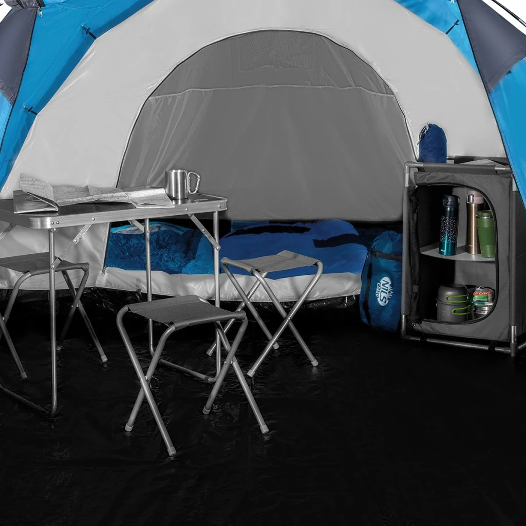Палатка, nils camp, nc3027 | вес: 5.3 kg, каркас: fiber glass 2x o 8,5mm /1x o 7,9mm, материал: double-layered 15