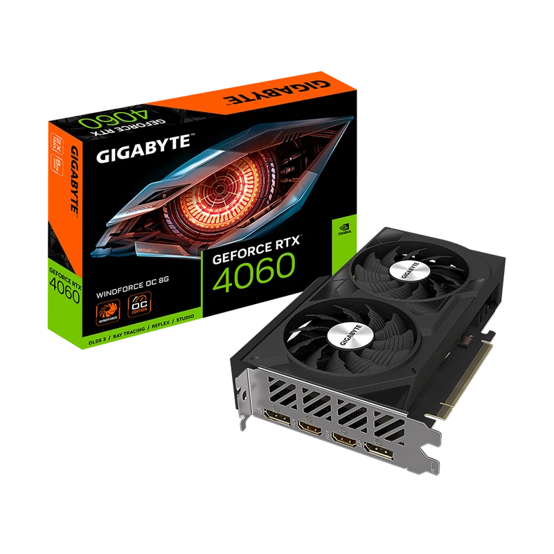 Видеокарта gigabyte gv-n4060wf2oc-8gd,  8gb gddr6 128бит  3