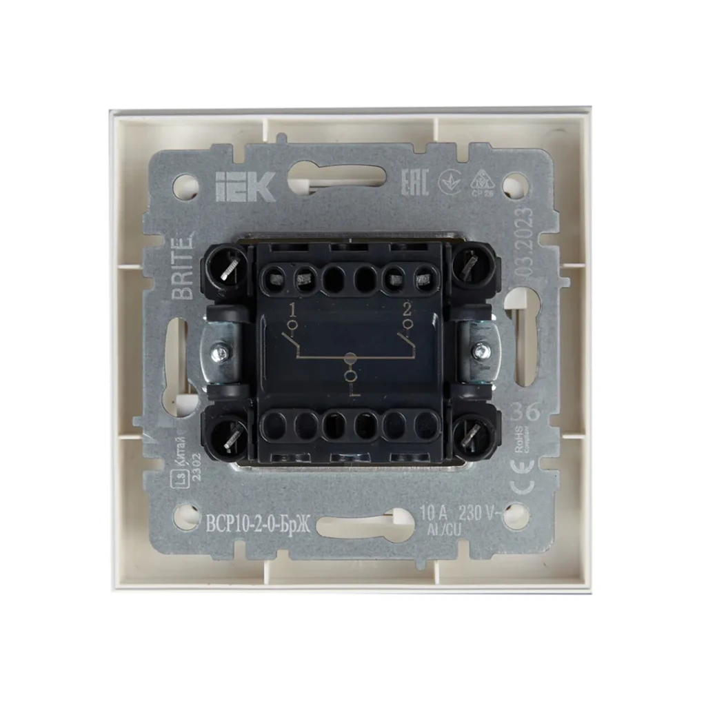 Двойной выключатель brite 10 a 220 - 240 в перламутровый iek 2