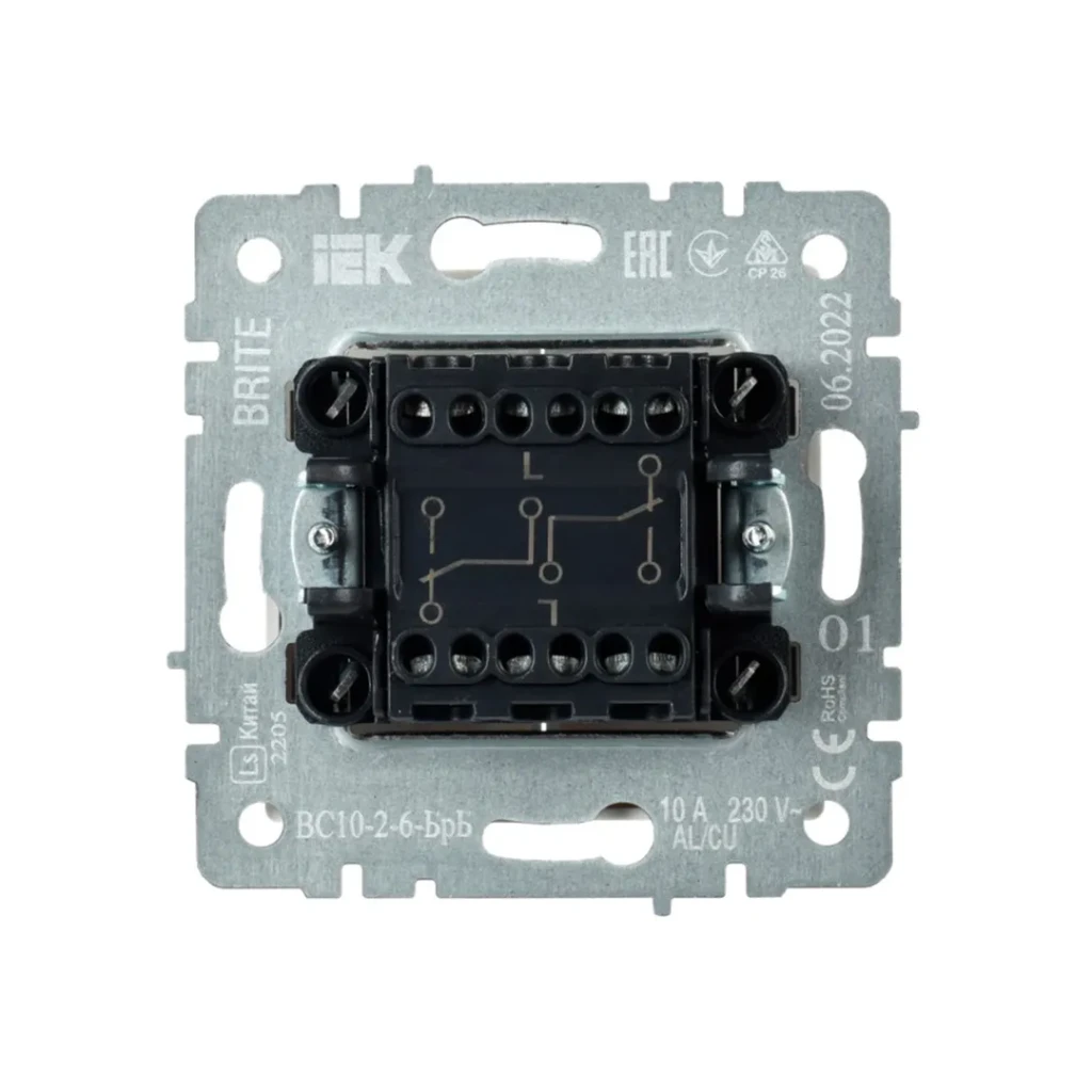 Переключатель двойной проходной brite 10 a 220 - 240 в перламутровый iek 2