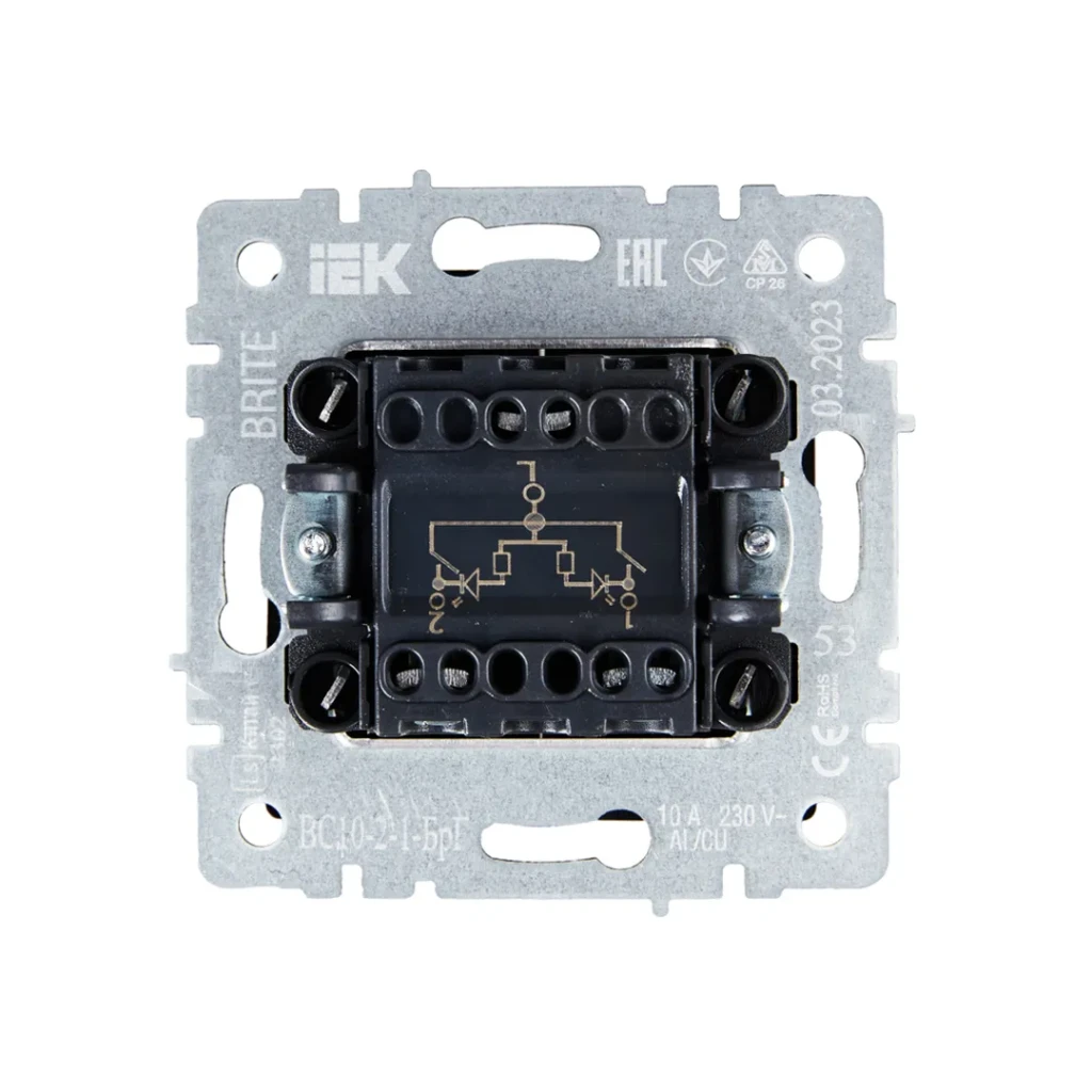 Întrerupător dublu cu indicator brite 10 a 220 - 240 v grafit iek 2