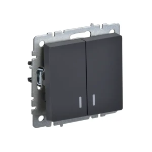Întrerupător dublu cu indicator brite 10 a 220 - 240 v grafit iek Thumbnail 1