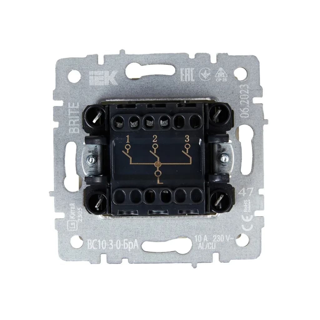 Тройной выключатель brite 10 a 220 - 240 в графитовый iek 2