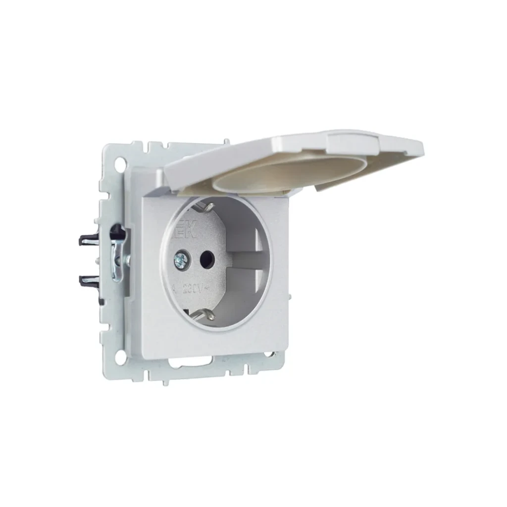 Розетка с защитой и с крышкой brite 16 a 220 - 240 в алюминий iek 2