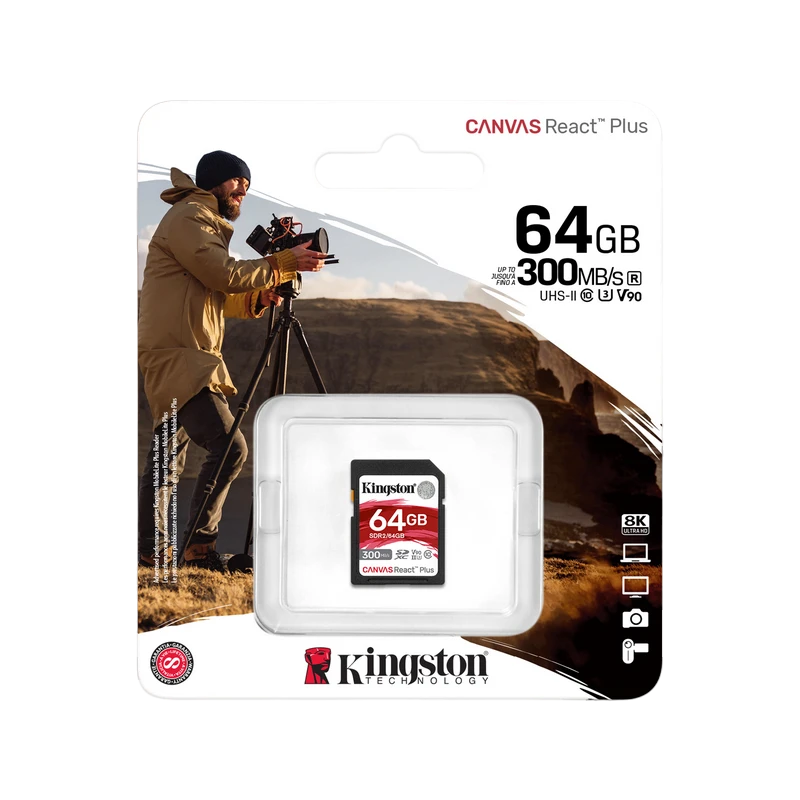 Карта памяти kingston canvas react plus, 64гб (sdr2/64gb) 3