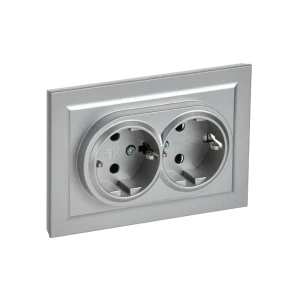 Priză dublă cu împământare brite 16 a 220 - 240 v aluminiu iek Thumbnail 1