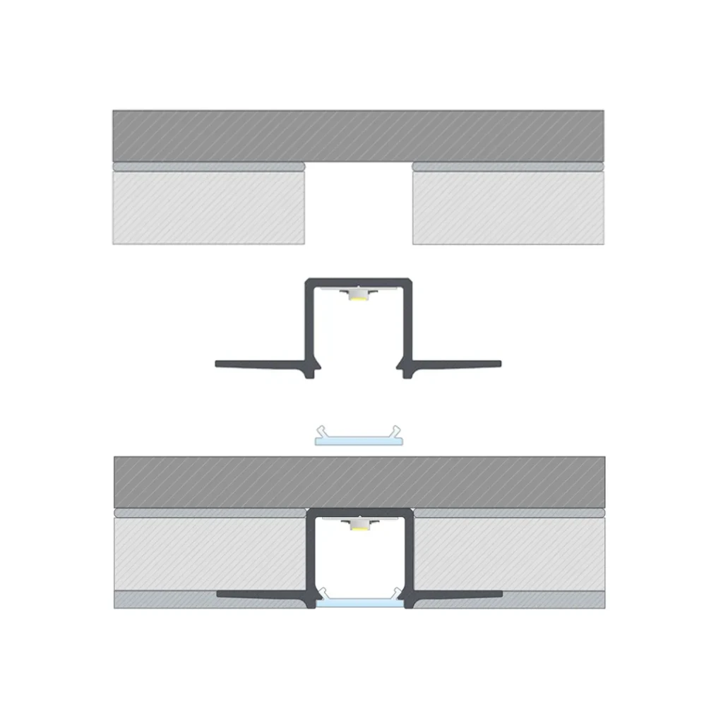 Profil din aluminiu cu dispersor gaudi 2020 x 41.8 x 14.6 mm lumines 5