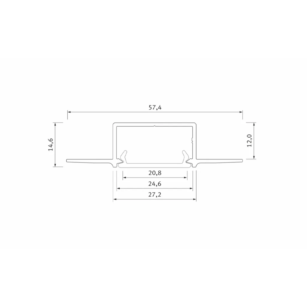 Profil din aluminiu cu dispersor hiro 2020 x 57.4 x 14.6 mm lumines 3