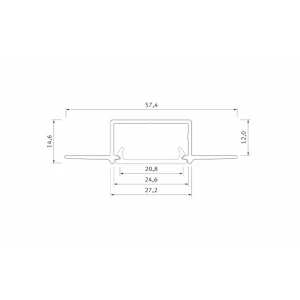 Profil din aluminiu cu dispersor hiro 2020 x 57.4 x 14.6 mm lumines Thumbnail 3